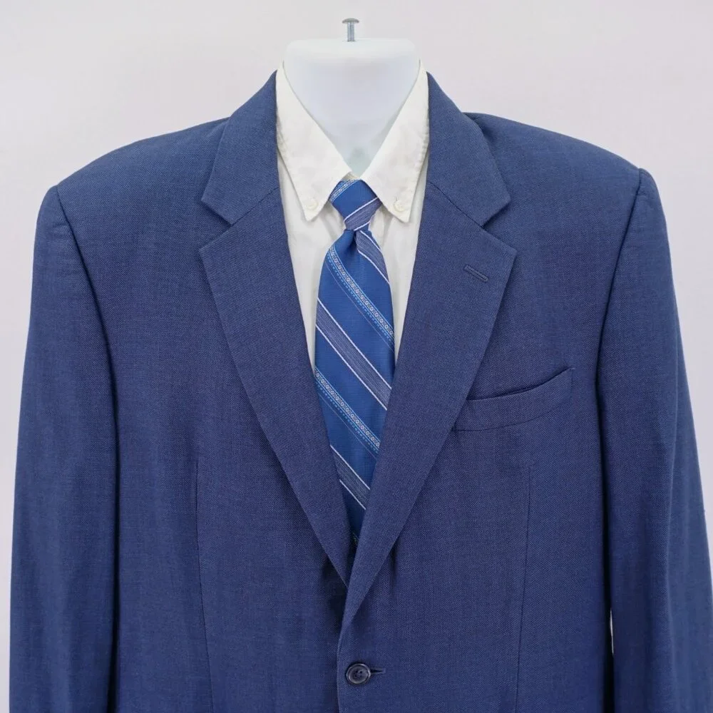Jos A Bank Wool Blue Basketweave 2‎ Button Blazer 42L / Slim 44L